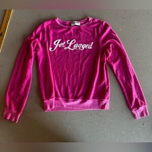 Pink 'Jet Lagged' Cozy Sweatshirt Sweats Shirt Top Vacation Mode Oversized S